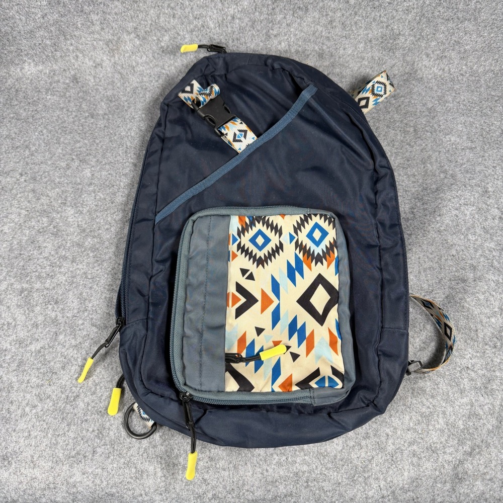 Unbranded Unisex Southwestern Geometric Sling Backpack Navy Blue Pattern Bag